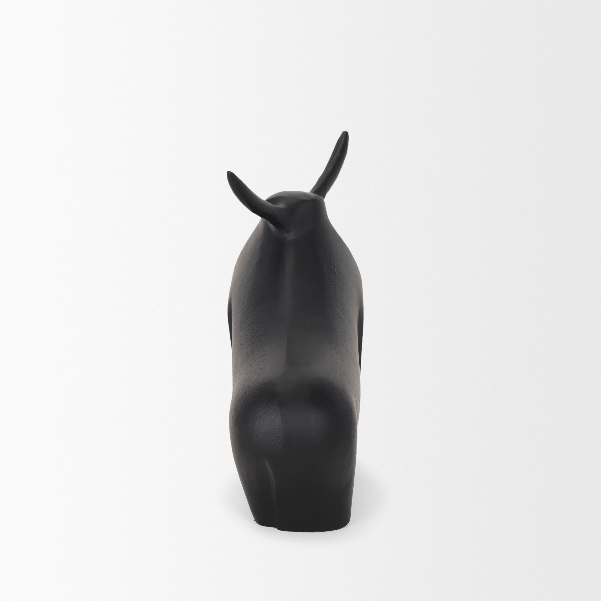 Radu Large Matte Black Metal Bull Decorative Object, by Mercana, 12.6" length x 4.75" width x 10.5" height View 6