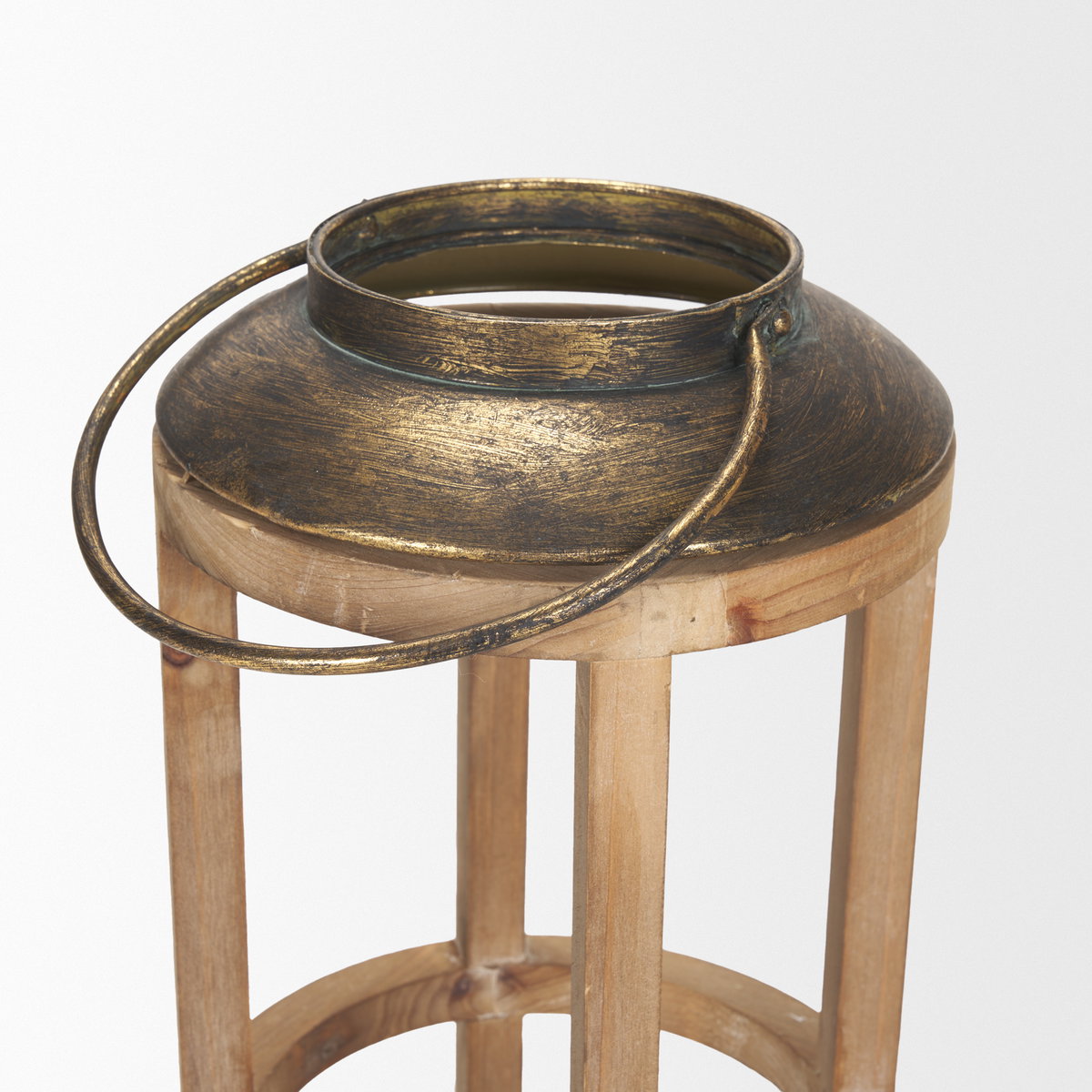 Andy I Large Natural Wood Cylindrical Lantern, Lighting by Mercana, 8.27" length x 8.27" width x 34.84" height View 7