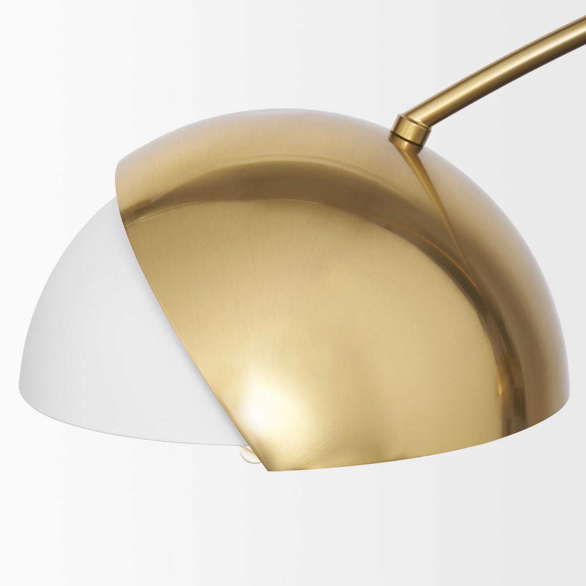 Cybill Brushed Brass with White Metal Shades 2-Light Chandelier, by Mercana, 41.73" length x 9.45" width x 9.75" height View 10