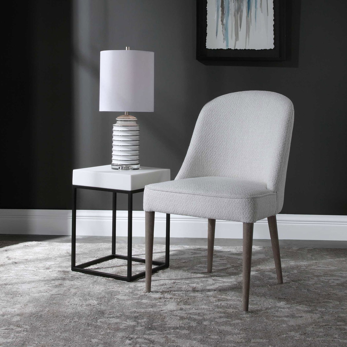 Brie Armless Chair White Set Of 2, Accent Chair by Uttermost, 21" width x 36.5" height x 27" depth View 3