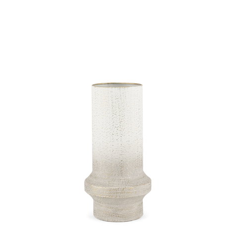 Tovah Small Textured White with Gold Metal Vase