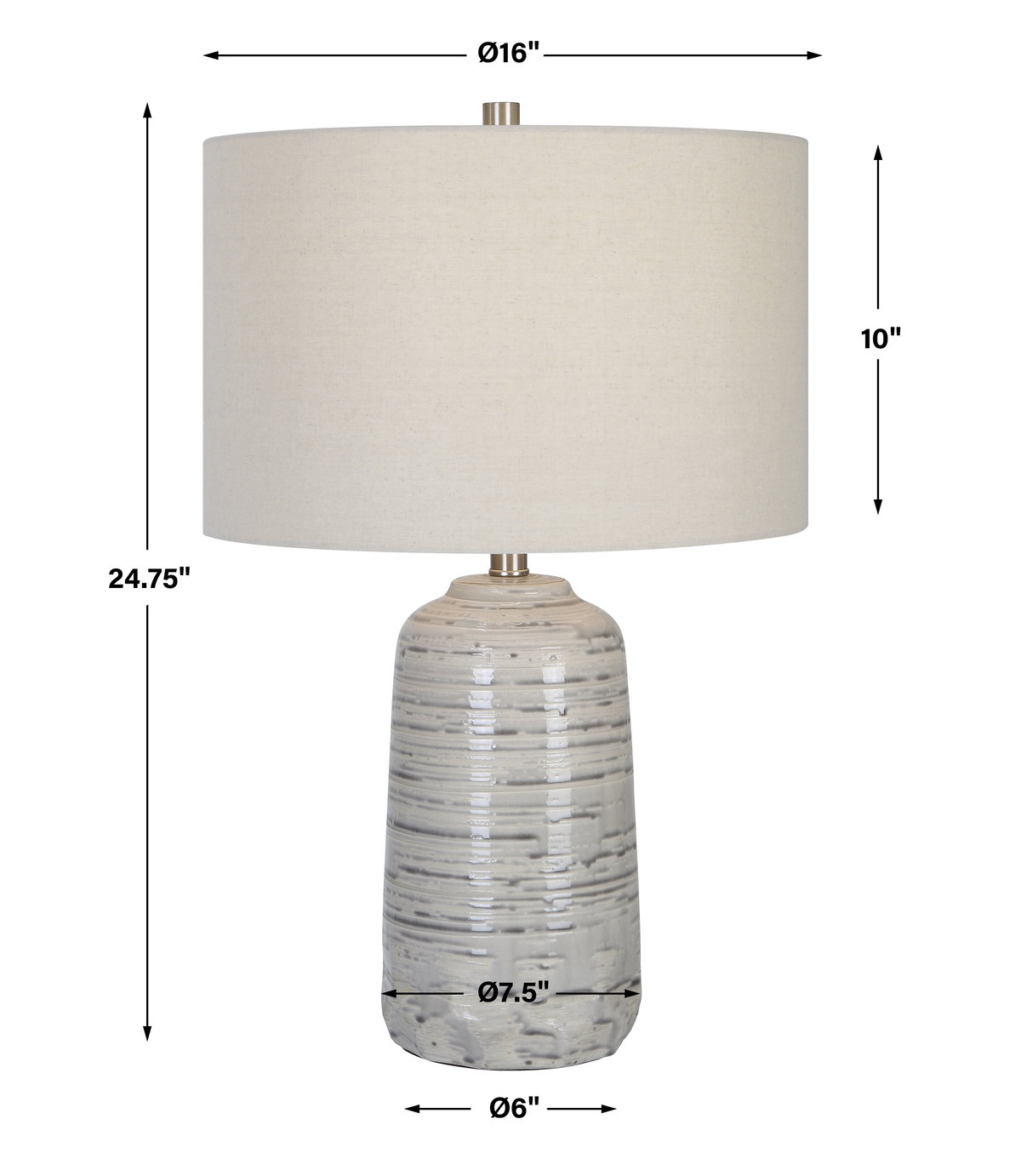 Cyclone Ivory Table Lamp, by Uttermost, 1'4" width x 2'0.75" height x 1'4" depth View 3