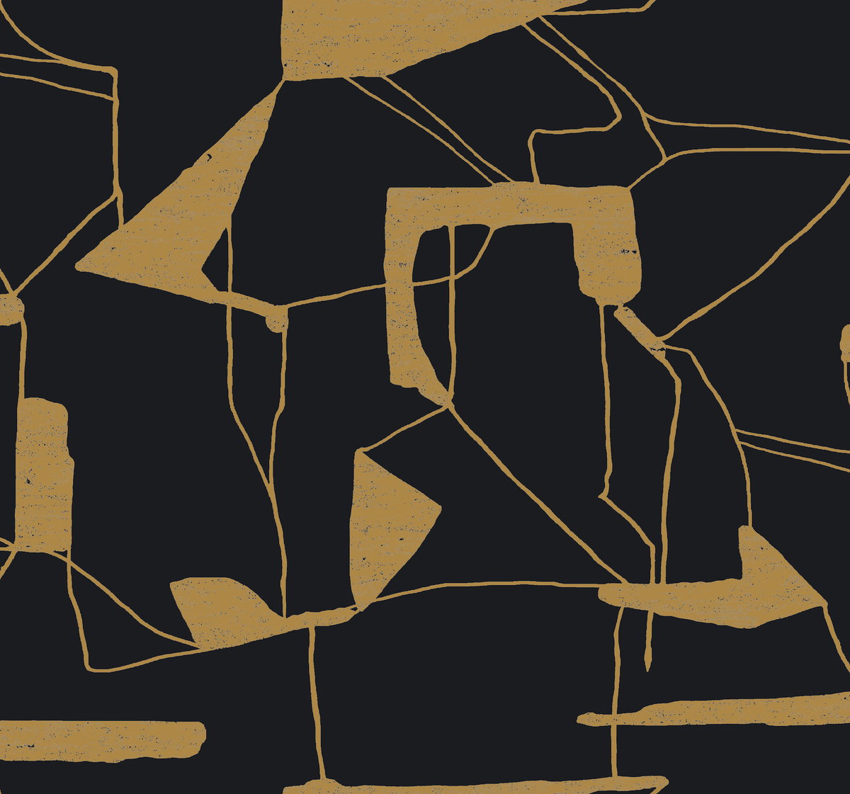 Abstract Geo Black & Gold Wallpaper, by York Wall, 26'10.8" length x 2'3" width x 0.02" depth