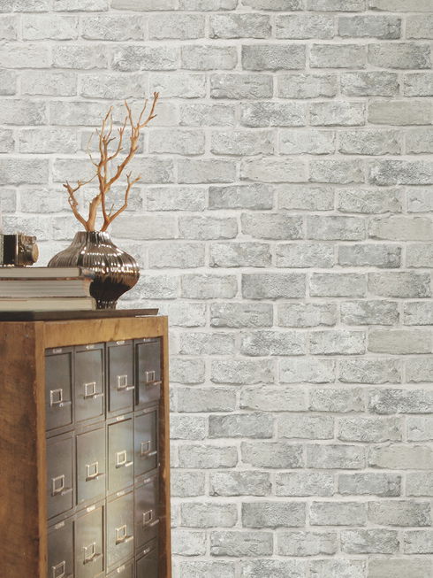 Stretcher Brick Grey Peel & Stick Wallpaper