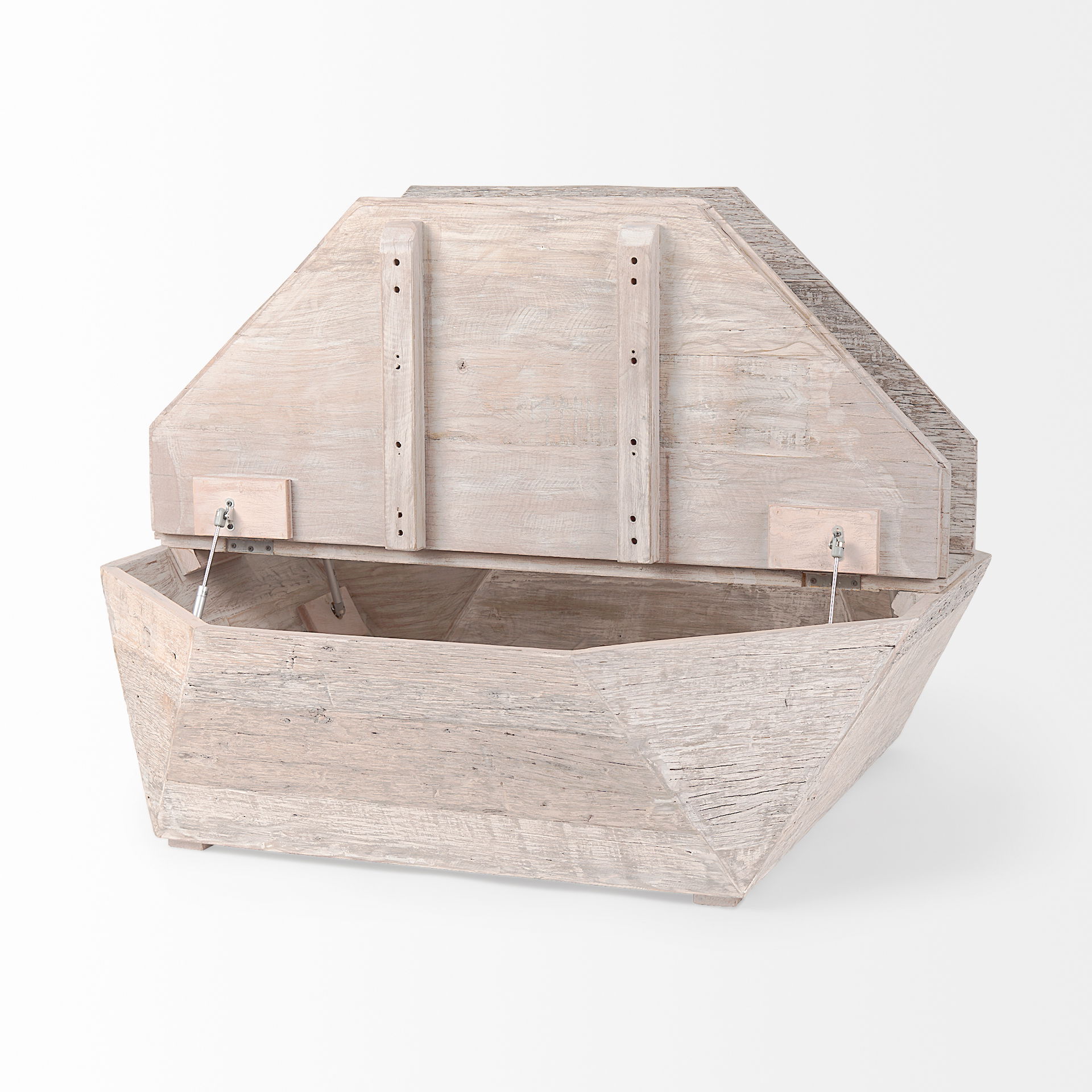 Esagono Octagonal Reclaimed Wood Coffee Table with Storage, by Mercana, 48" length x 48" width x 15" height View 7