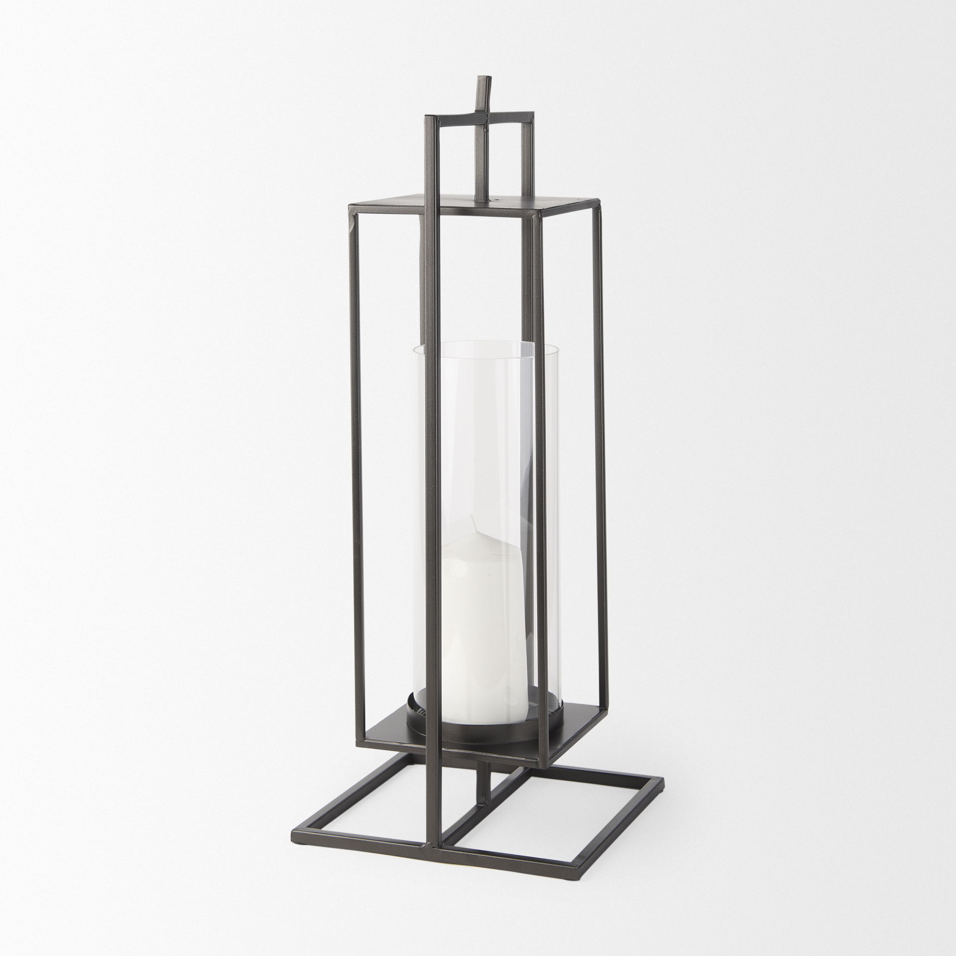 Albus I Large Black Metal Rectangular Table Candle Holder large image 