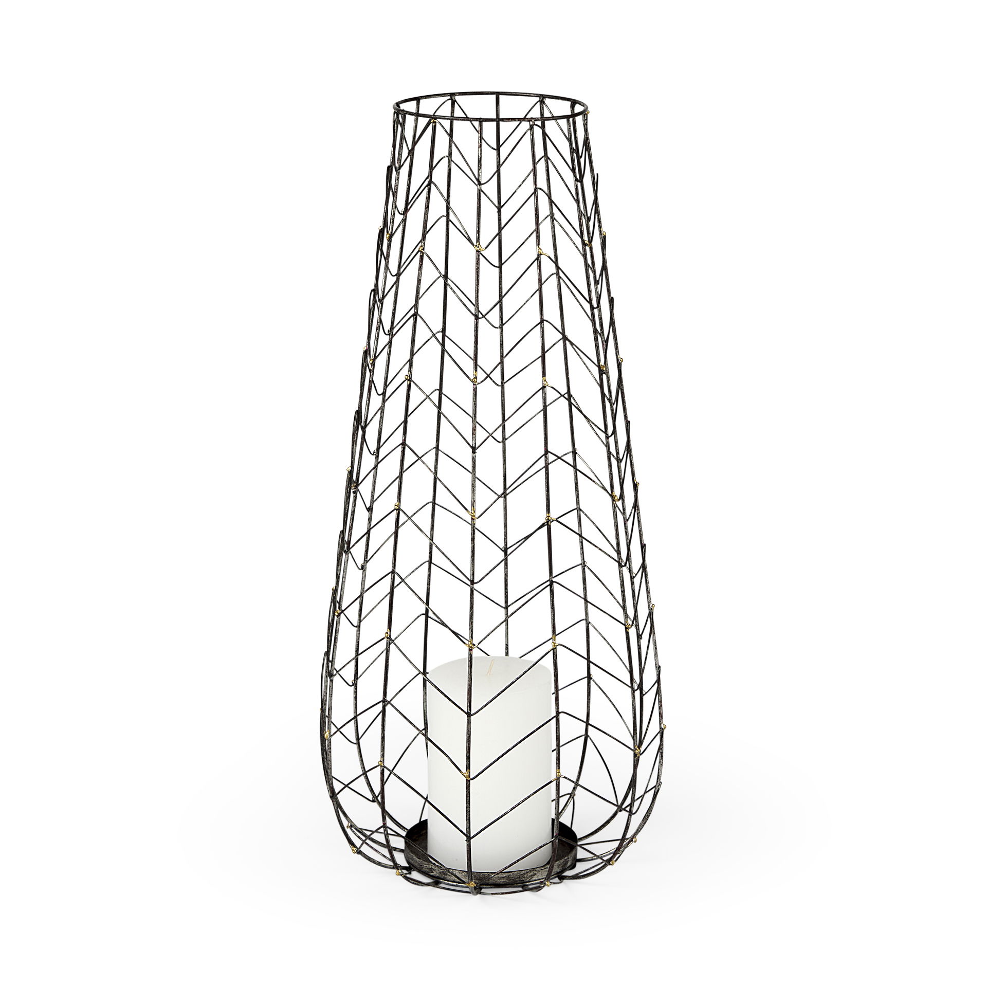 Petiole II Large Gold Toned Metal Table Candle Holder, Candles & Candle Holder by Mercana, 10.83" length x 10.83" width x 24.21" height View 1