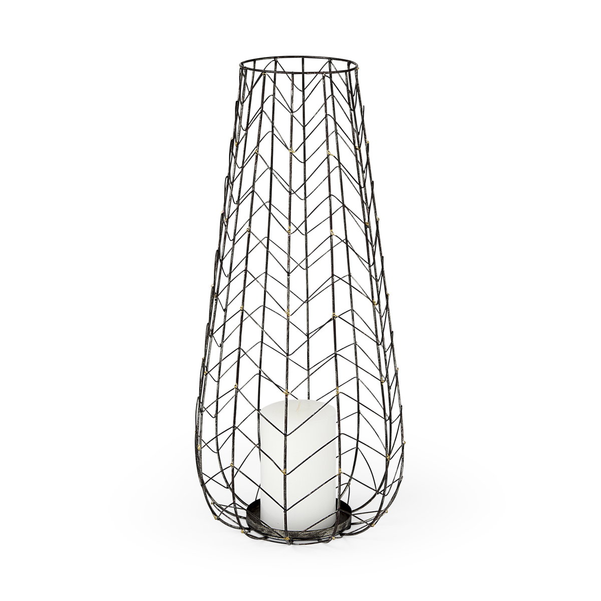 Petiole II Large Gold Toned Metal Table Candle Holder, Candles & Candle Holder by Mercana, 10.83" length x 10.83" width x 24.21" height View 1