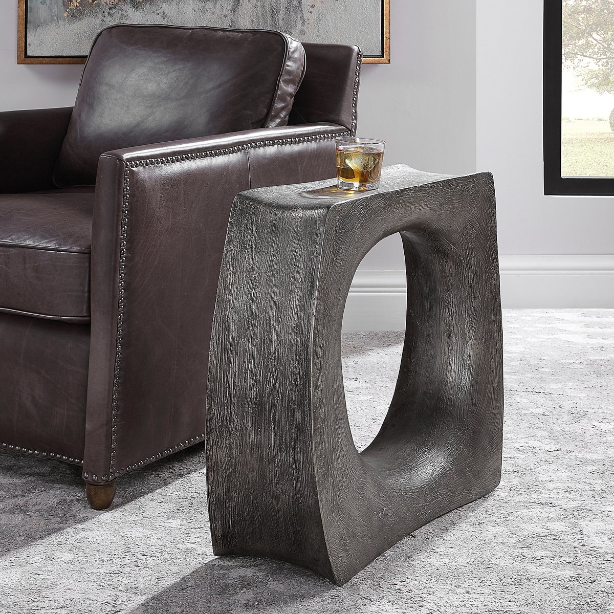 Valira Modern Accent Table, Side & End Table by Uttermost, 8.5" width x 23.75" height x 24" depth View 2