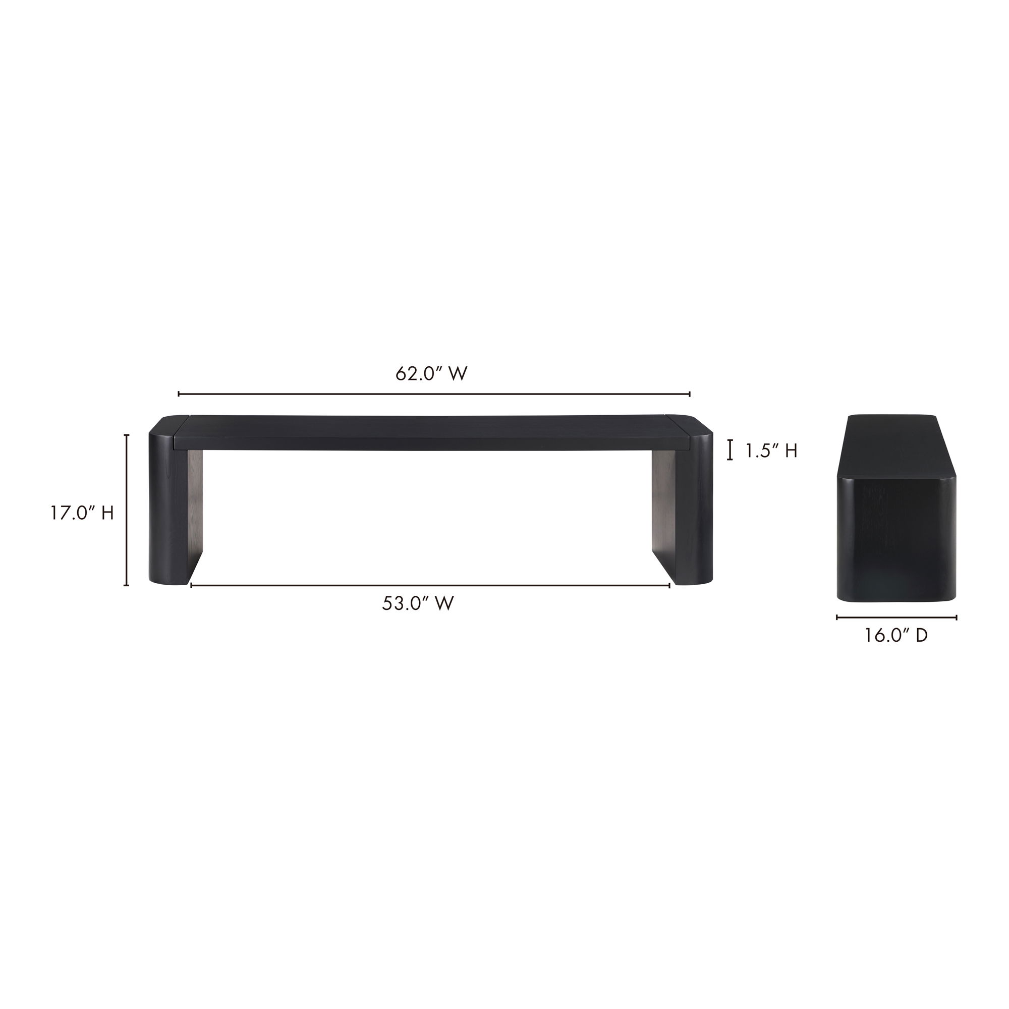 Post Small Dining Bench Black large image 