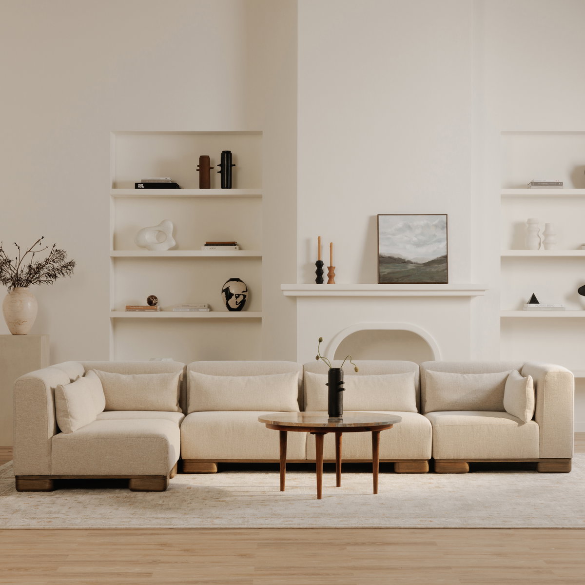 June Classic L-shaped Modular Sectional Oatmeal, Sectional Sofa by Moe's Home, 115" width x 30" height x 115" depth View 9