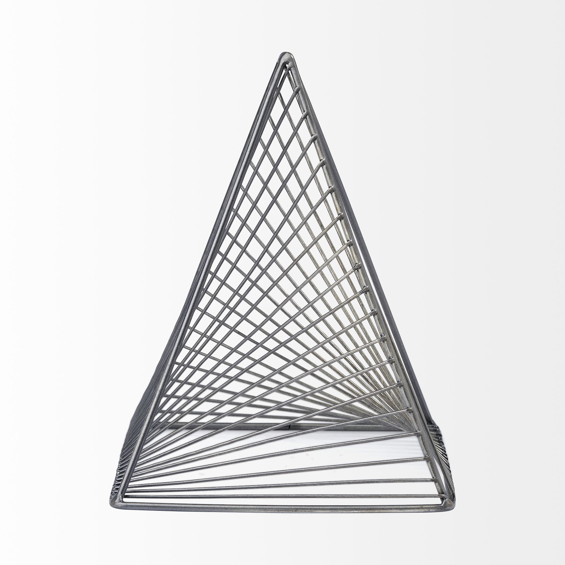 Risley 8L x 8W Gray Metal Triangular Decorative Object, by Mercana, 8.07" length x 8.07" width x 10.63" height View 2