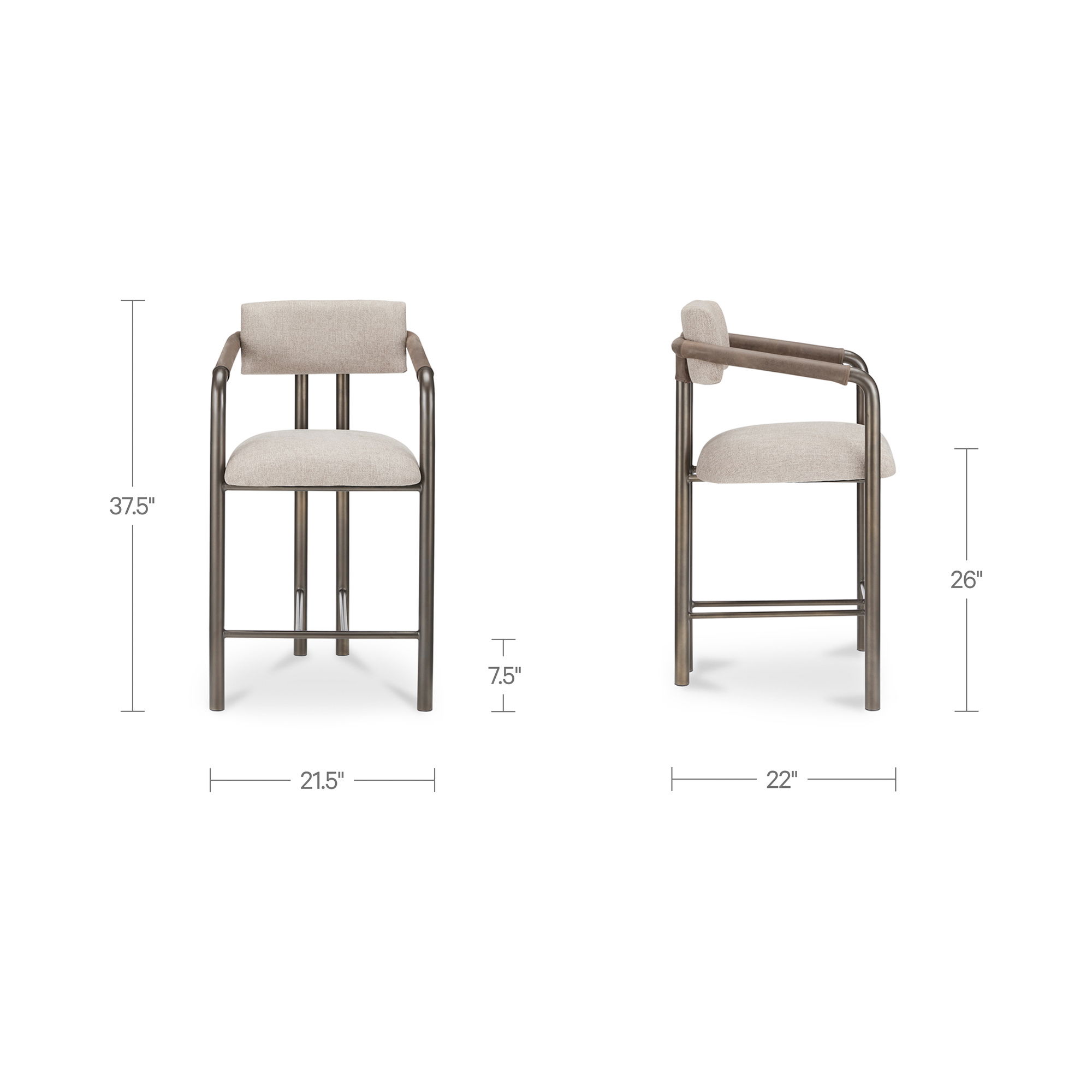 Cassidy Counter Stool Light Brown, Counter & Bar Stool by Moe's Home, 21.5" width x 37.4" height x 22" depth View 8