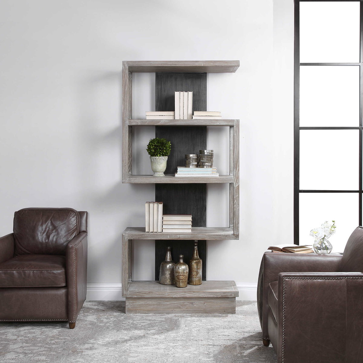 Nicasia Modern Etagere, Shelving & Bookcase by Uttermost, 36" width x 79.9" height x 17.3" depth View 8