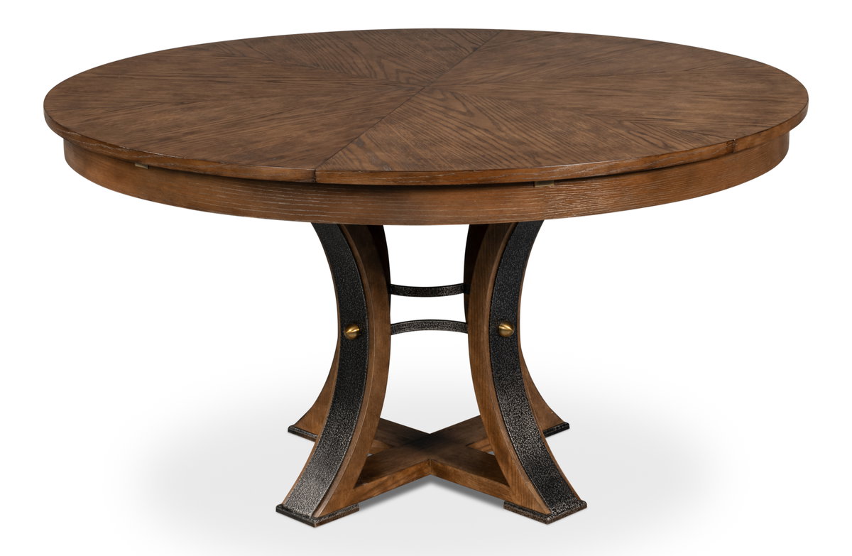 Tower Jupe Dining Table  Med Light Mink, by Sarreid, 4'7" length x 4'7" width x 2'6" height View 1
