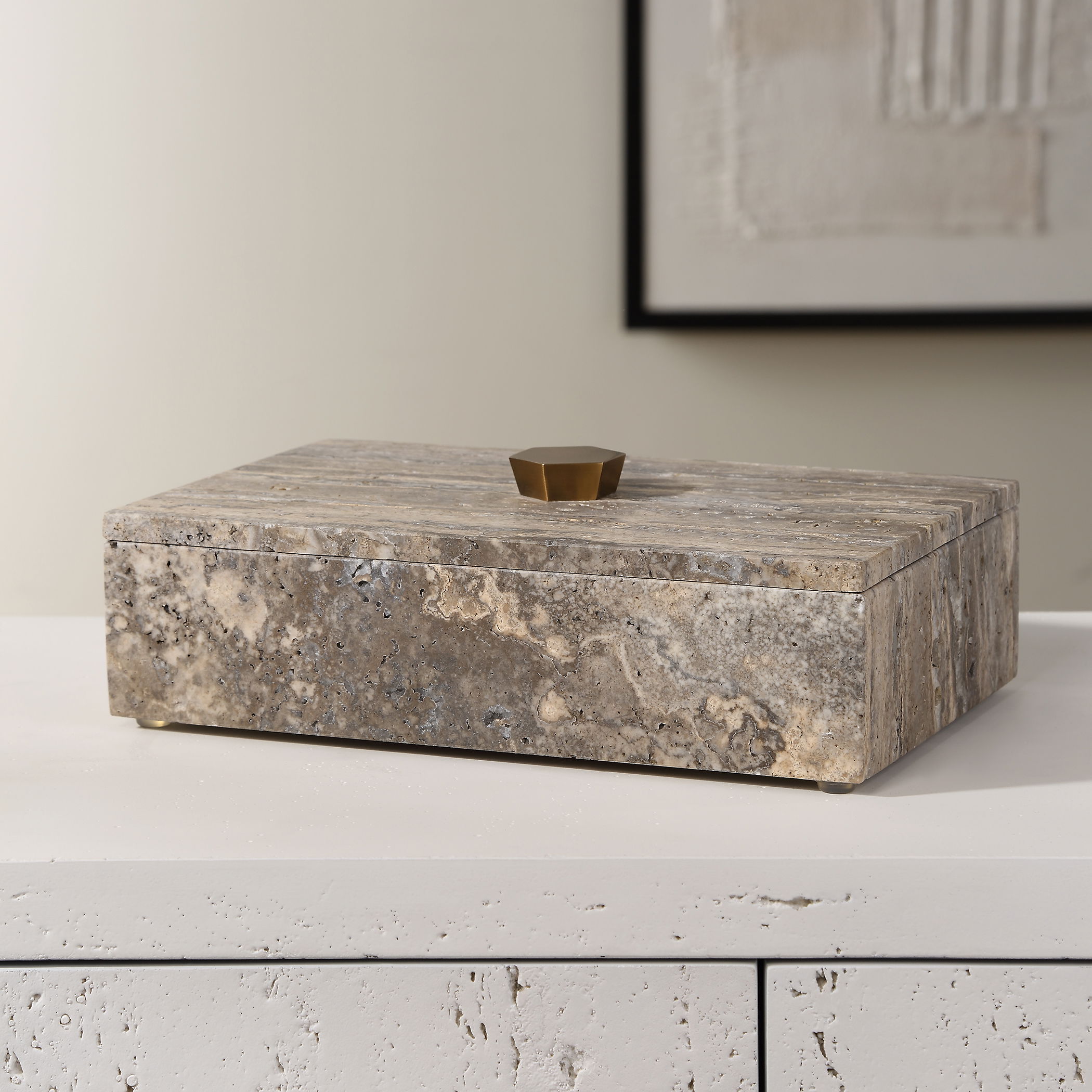 Griseus Travertine Stone Box large image 