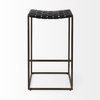Clarissa Backless 30.25in Seat Bar Stool | Black Leather with Gold Metal, Counter & Bar Stool by Mercana, 18" length x 16" width x 30" height thumbnail 4