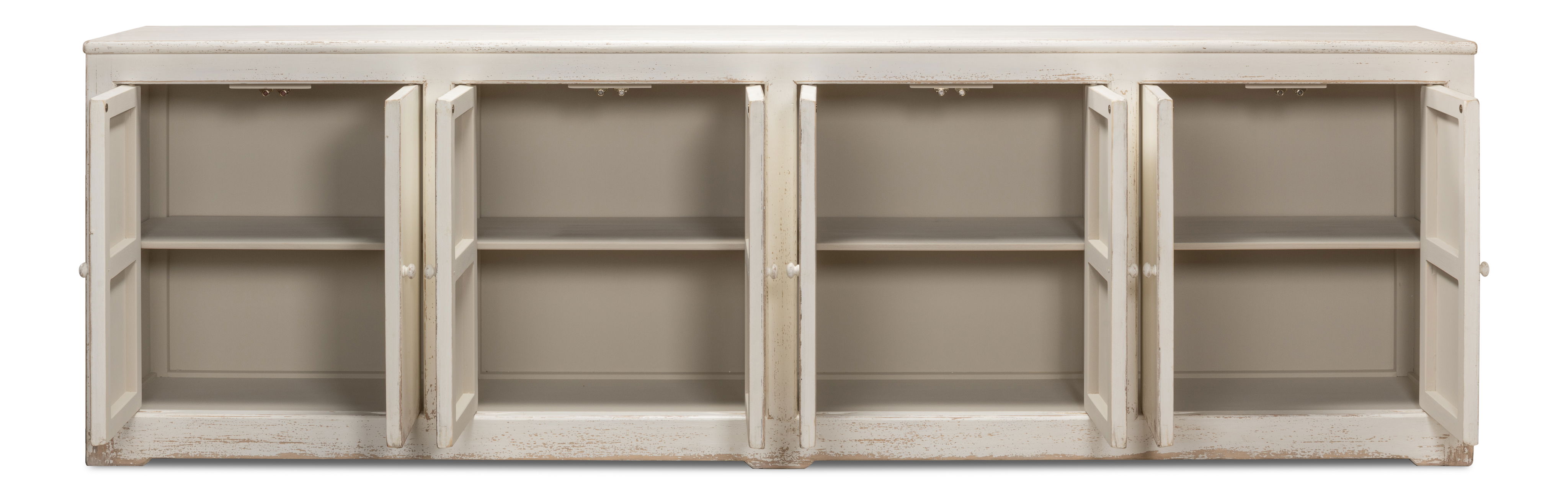 Eight Is Enough Sideboard, Whitewash, Cabinets & Sideboard by Sarreid, 122" length x 19" width x 38" height View 9
