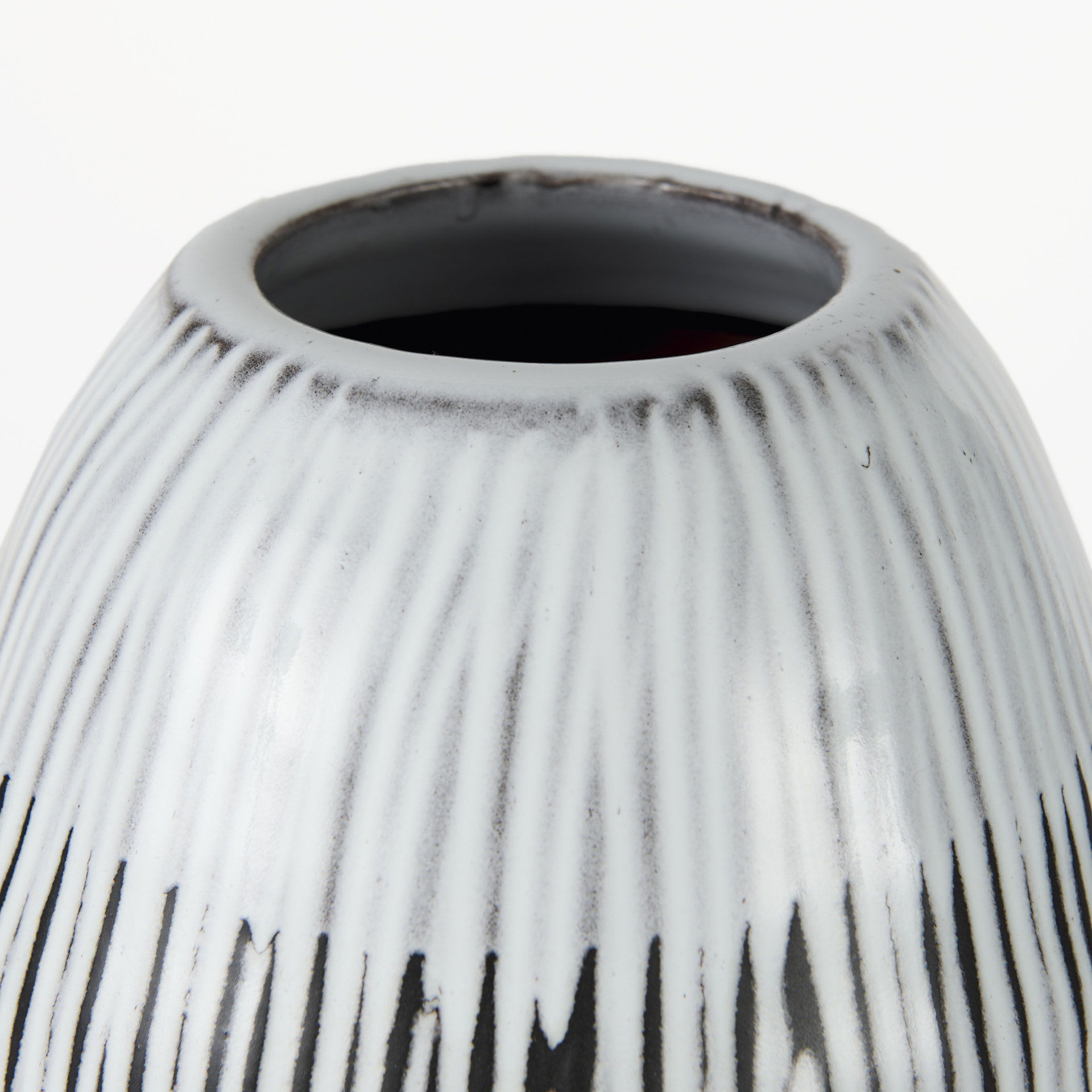 Tanami II Short Dark Brown/White Glazed Ceramic Vase, by Mercana, 8" length x 8" width x 13" height View 6