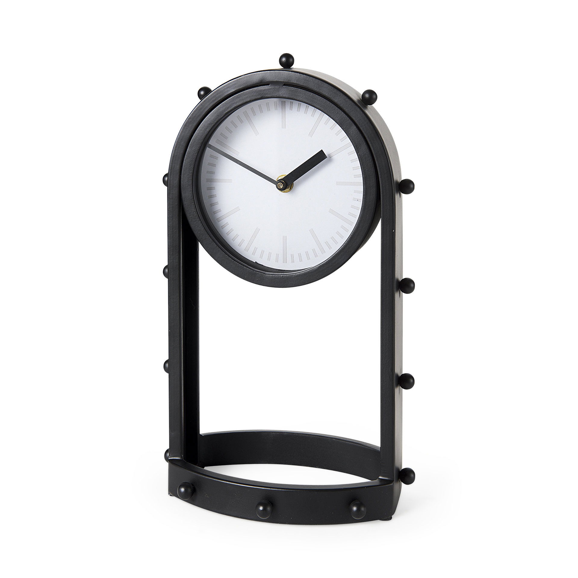 Marian  Black Studded  Table Clock, by Mercana, 7.48" length x 5.71" width x 12.99" height View 1