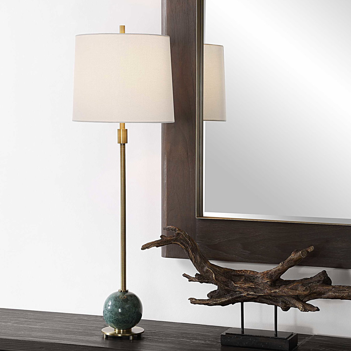 Bledel Brass Buffet Lamp, Table Lamp by Uttermost, 12" width x 36.25" height x 12" depth View 2