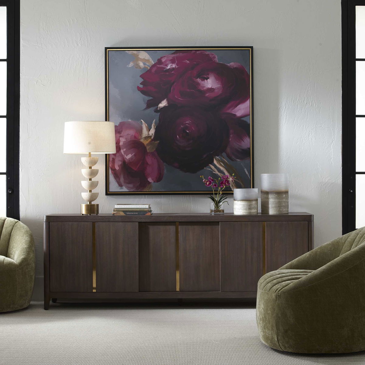 Plum Ranculus Framed Floral Art, by Uttermost, 50.7" width x 50.7" height x 2" depth View 2