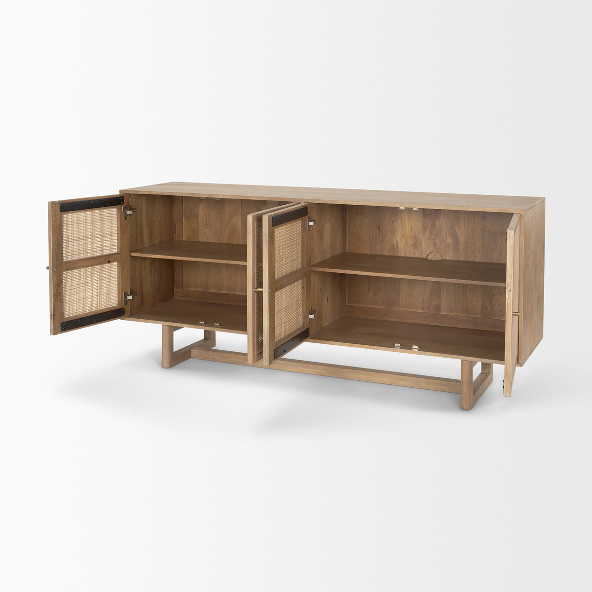 Grier 72' Light Brown Solid Wood with Cane Sideboard, Sideboards & Buffet by Mercana, 72" length x 18.75" width x 31.5" height View 8