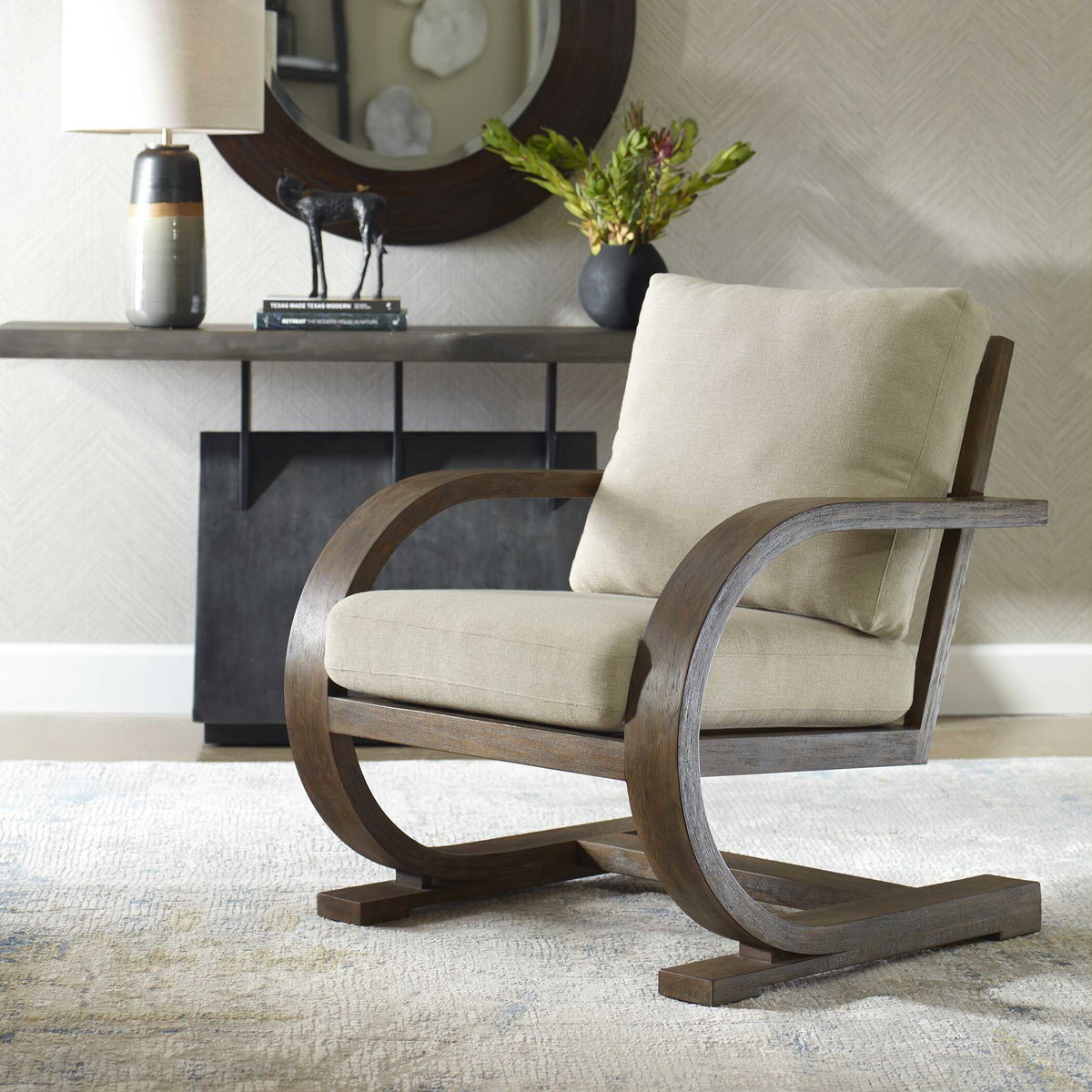 Bedrich Wooden Accent Chair, Furniture by Uttermost, 30" width x 34" height x 30.75" depth View 2