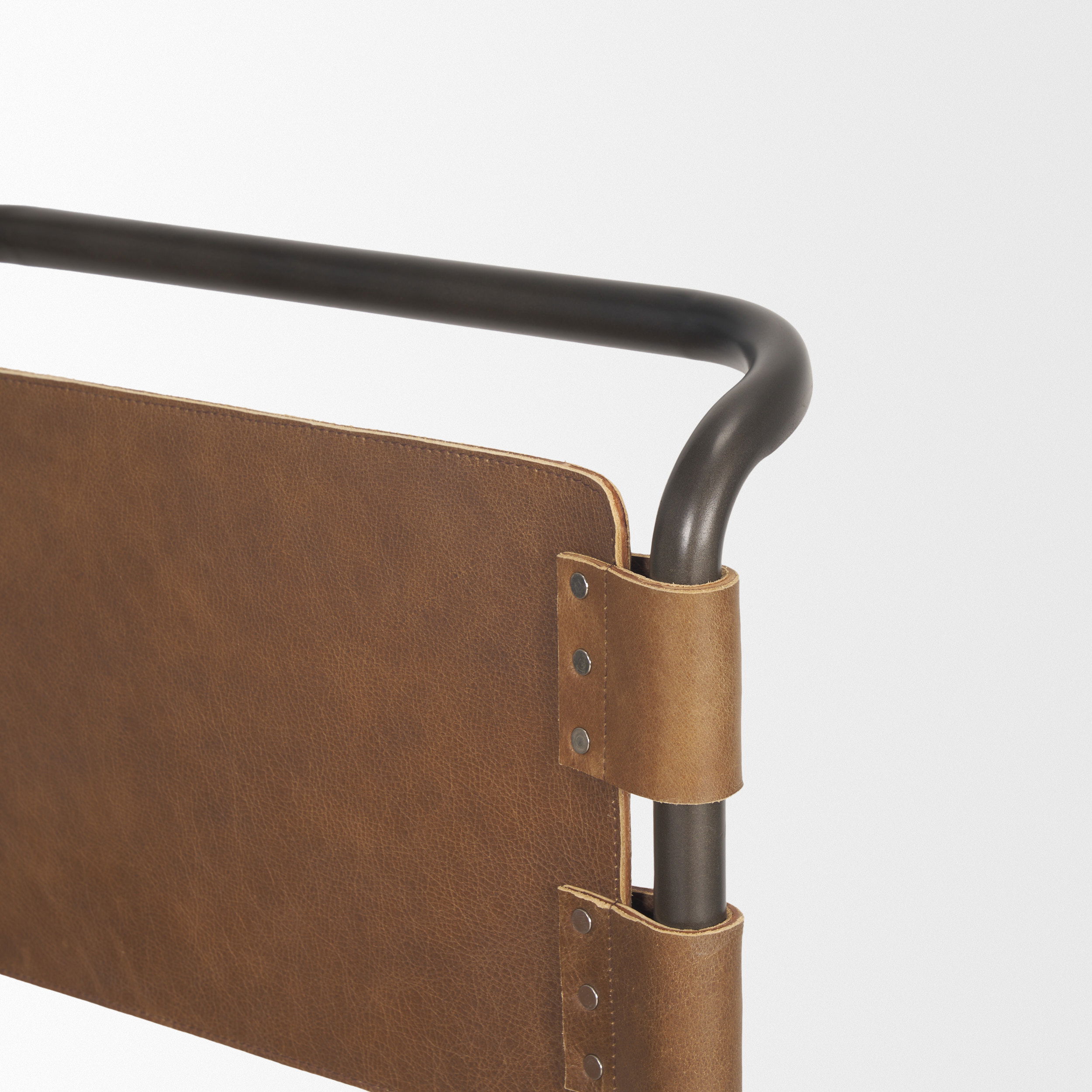 Berbick 33' Total Height Medium Brown Leather with Iron Frame Dining Chair large image 