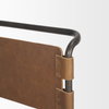 Berbick Open Back Dining Side Chair | Medium Brown Leather with Iron, Dining Chair by Mercana, 20.5" length x 24" width x 33" height thumbnail 9