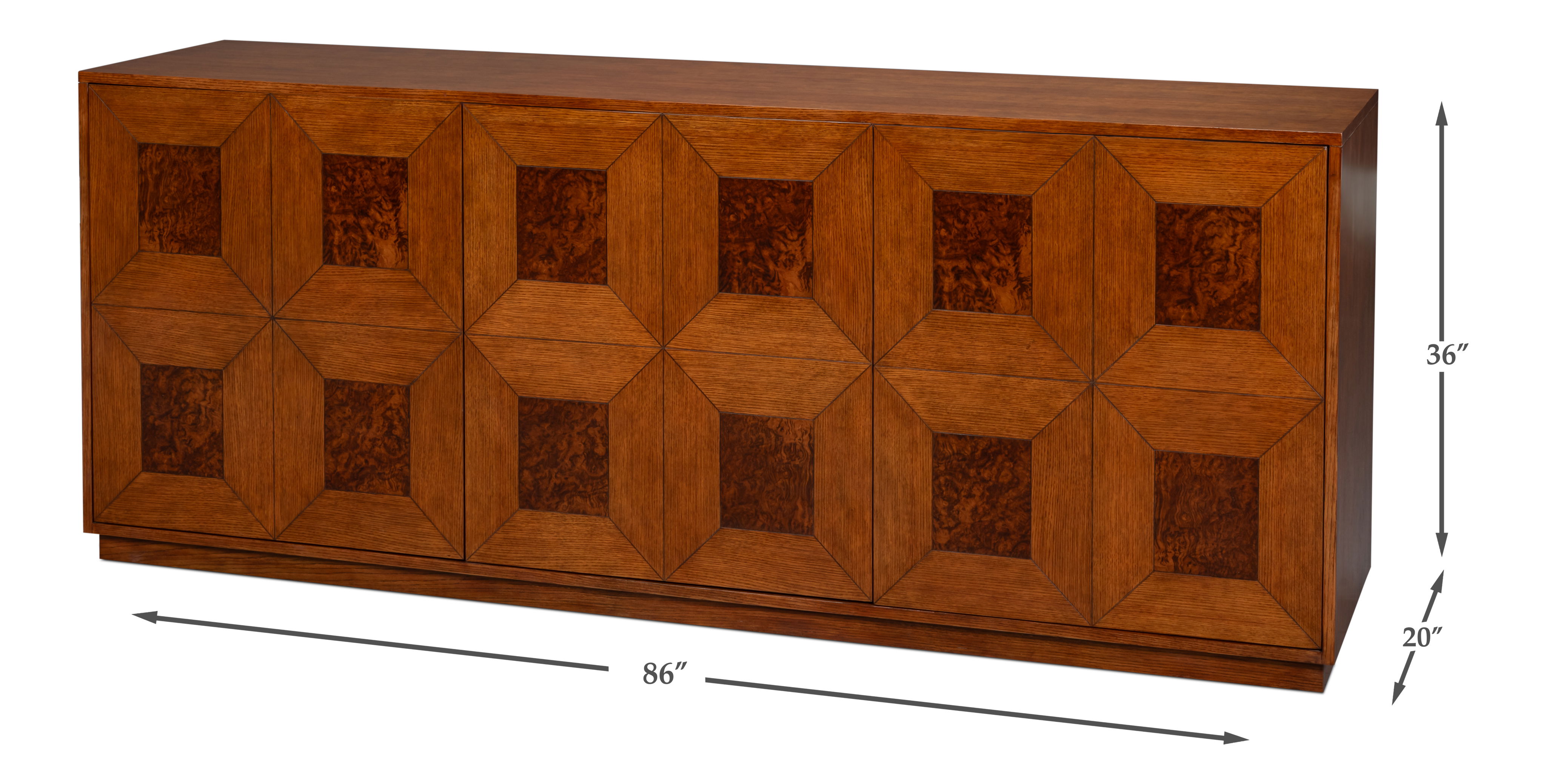 Newport Credenza, Cabinets & Sideboard by Sarreid, 86" length x 20" width x 34" height View 13