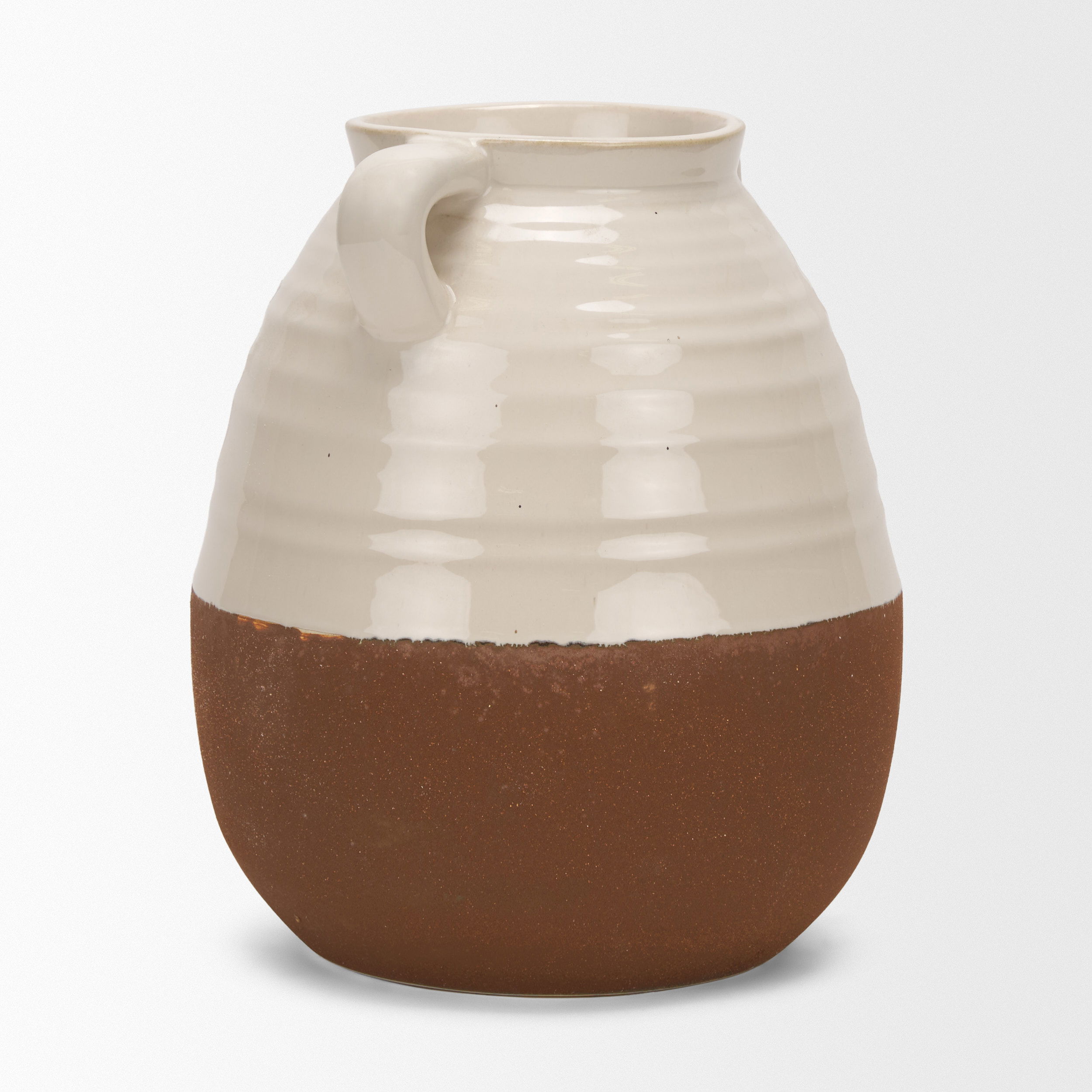 Tryna Large Beige with Matte Brown Ceramic Vase, by Mercana, 9.05" length x 9.05" width x 13.78" height View 8