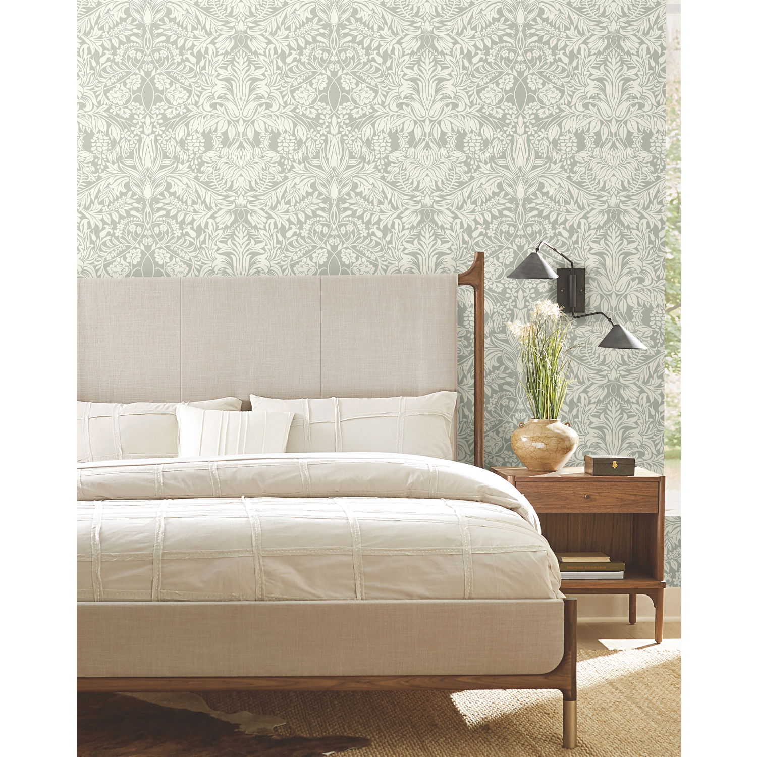 Lockwood Damask Grey Wallpaper Lockwood Damask Grey Wallpaper large image