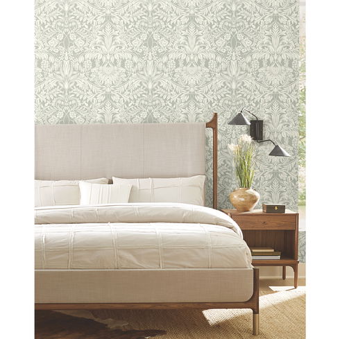 Lockwood Damask Grey Wallpaper