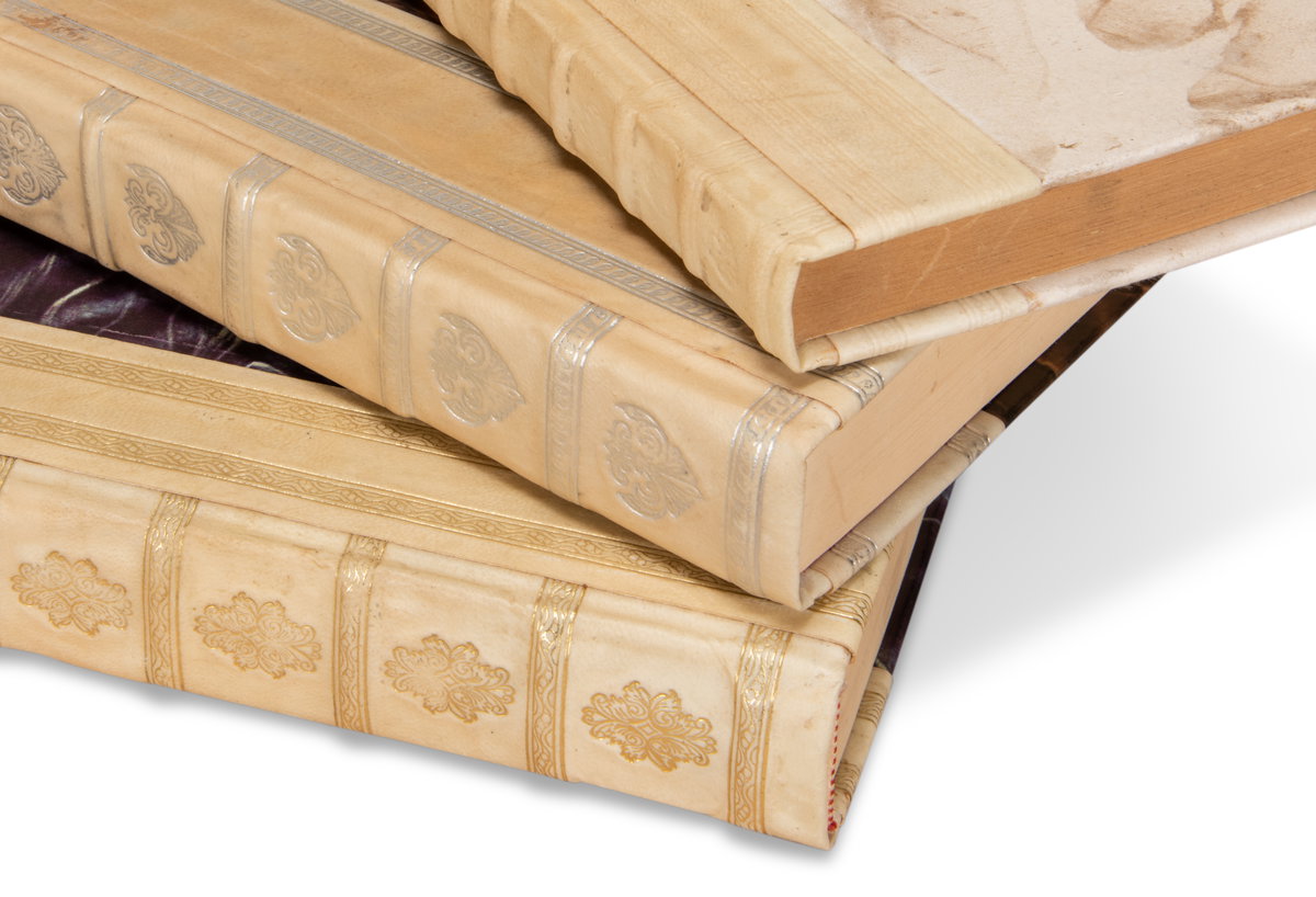 White Leather & Paper Books S/24, by Sarreid, 8" length x 2'6" width x 10" height View 2