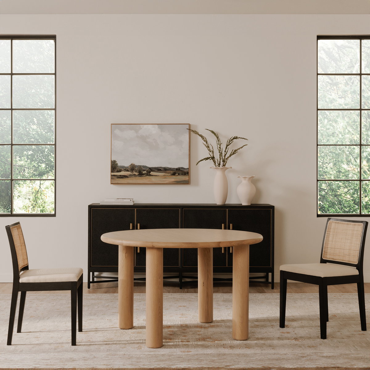 Milo Round Dining Table Oak, by Moe's Home, 48" width x 29.5" height x 48" depth View 7
