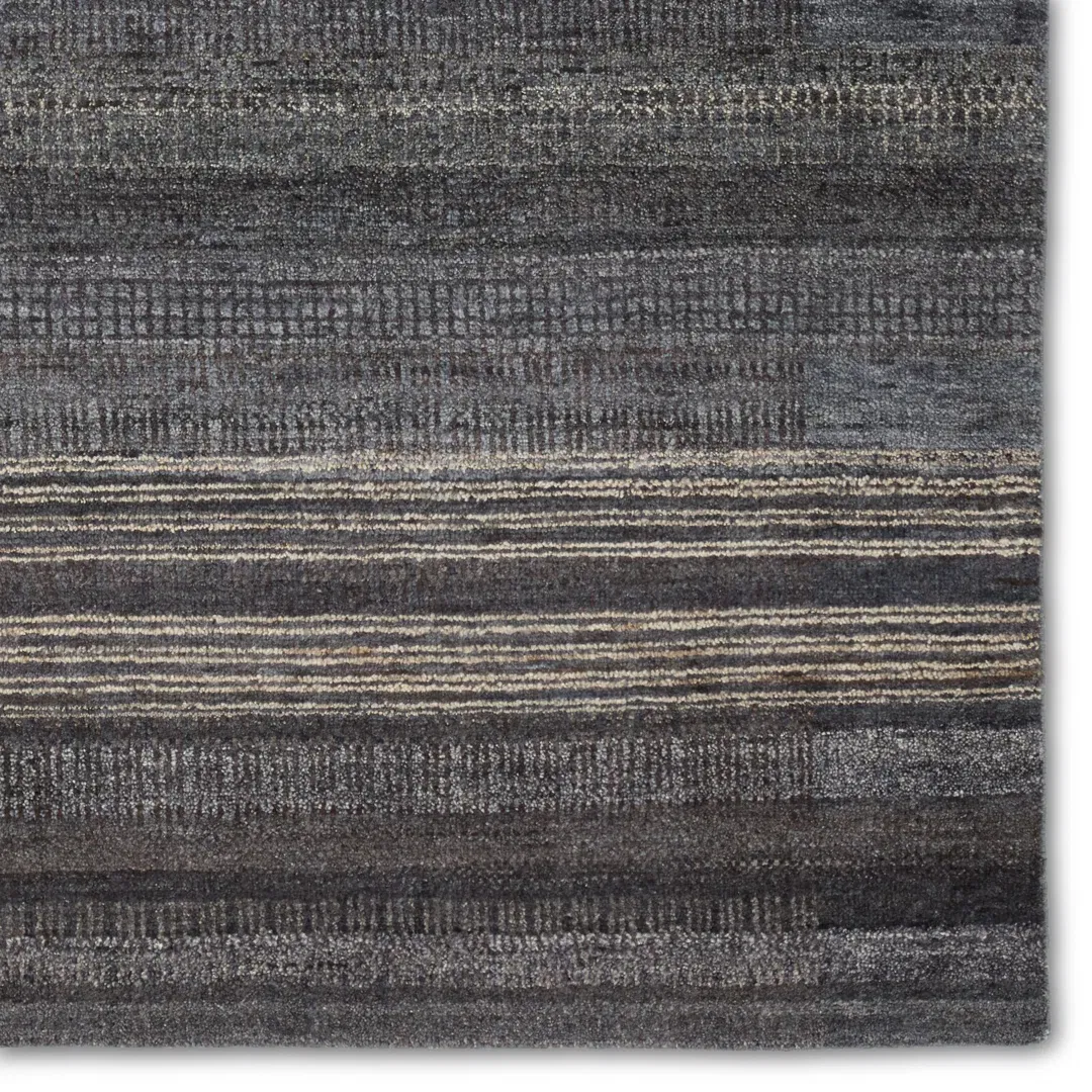 Jaipur Living Edern CEN01 Handknotted Stripes Black Area Rug (9'x12') large image 