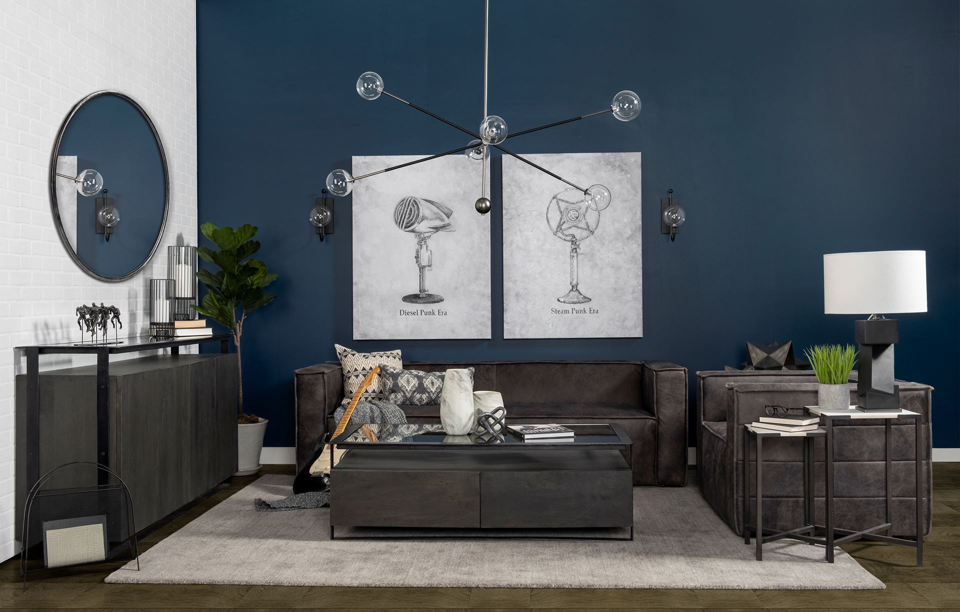 Stinson II 91' Black Leather Three Seater Sofa large image 
