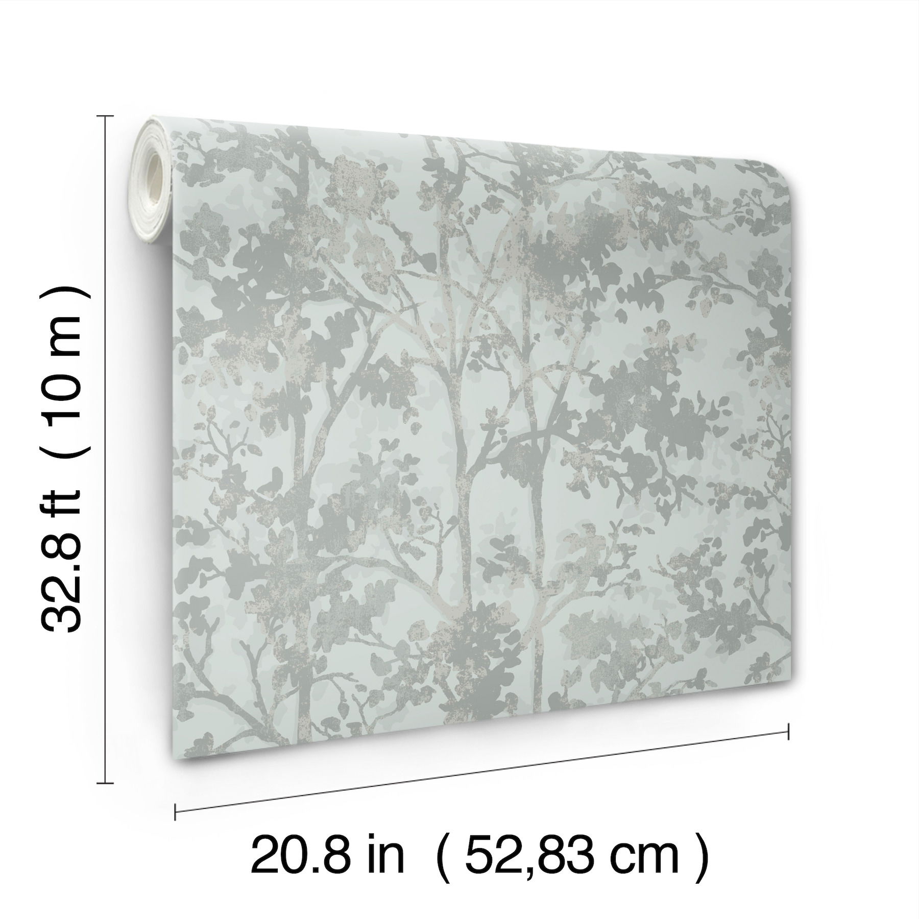 Shimmering Foliage Spa & Silver Wallpaper large image 