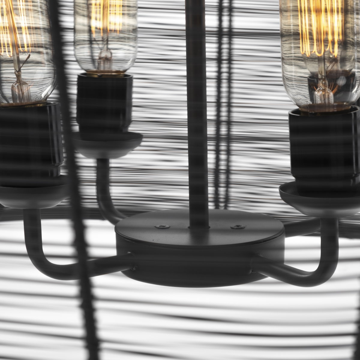 Camila (40'x31') Black Metal Mesh-Style Four Bulb Chandelier, by Mercana, 40" length x 40" width x 31" height View 8