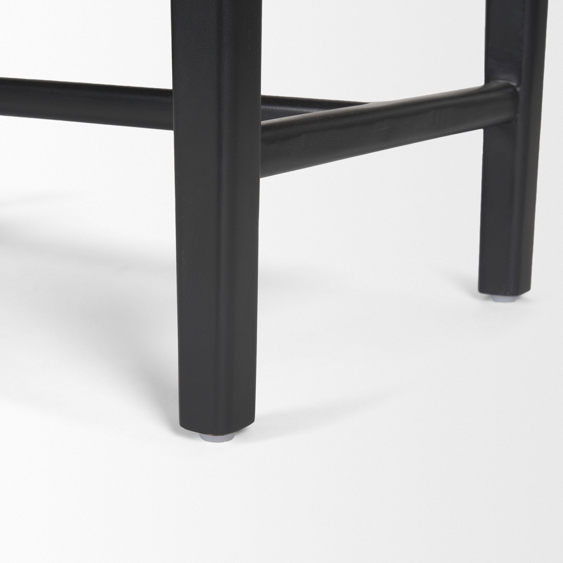 Shane Black Wood with Woven Black Leather Bench large image 