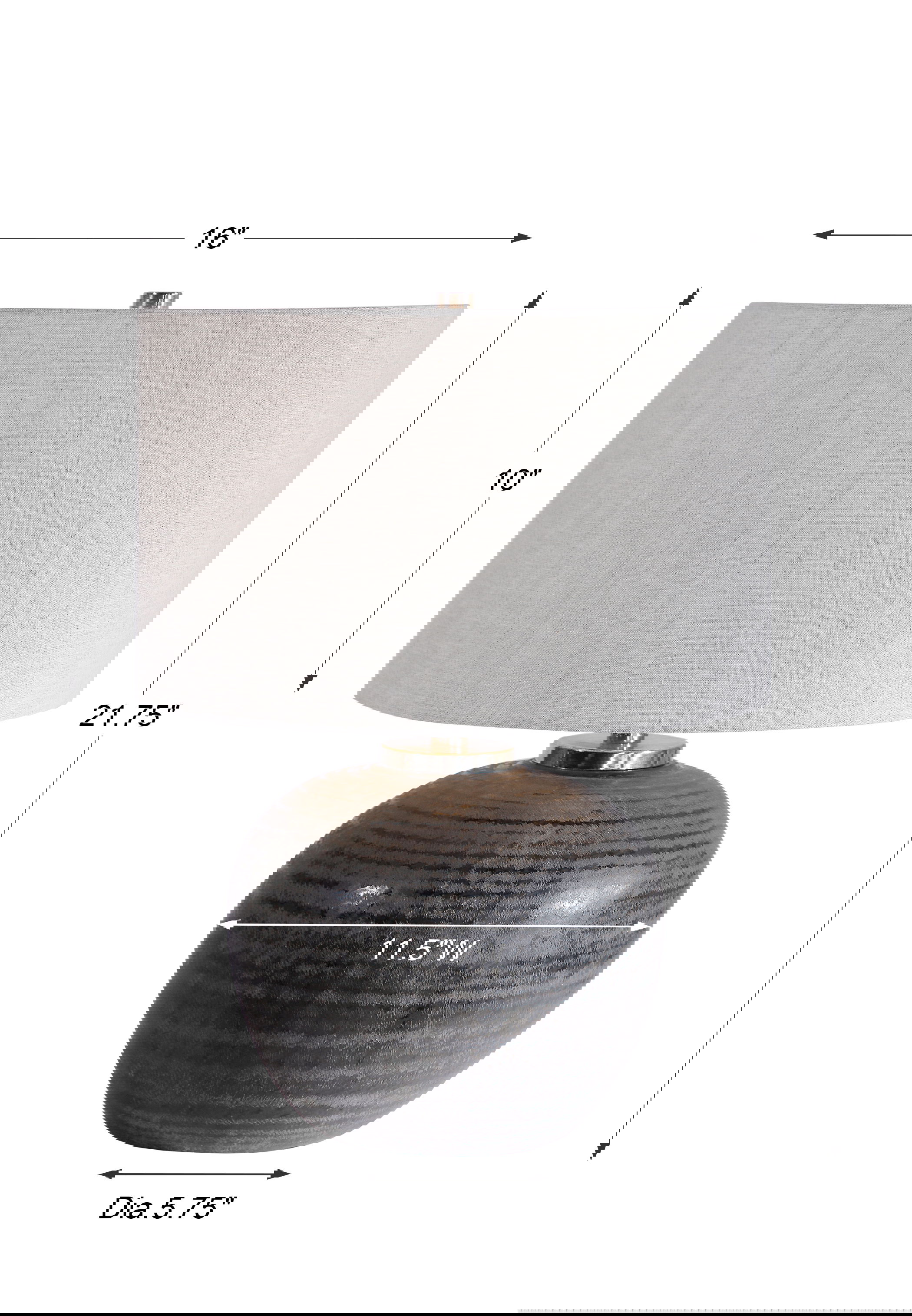 Mikkel Charcoal Table Lamp, by Uttermost, 16" width x 21.75" height x 16" depth View 3