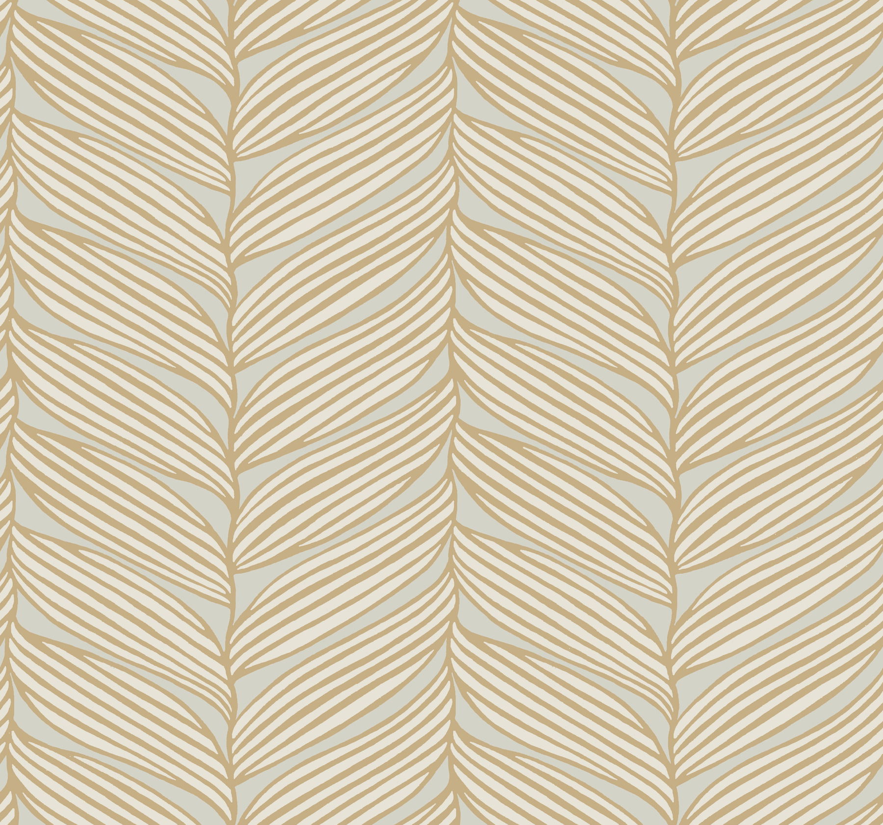 Luminous Leaves Neutral & Gold Wallpaper large image 