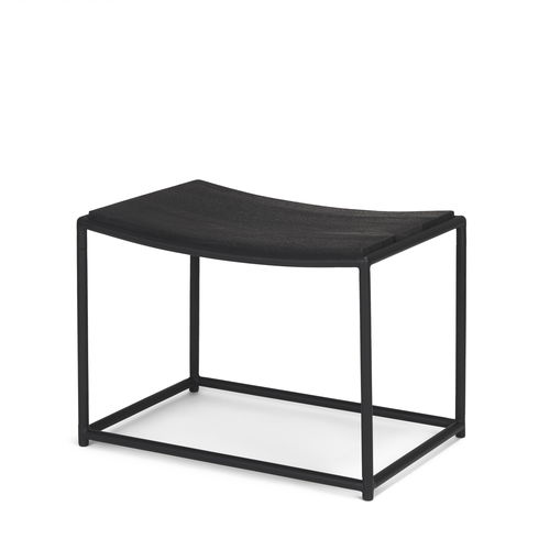 Taniel Textured Black Wood with Black Metal Stool