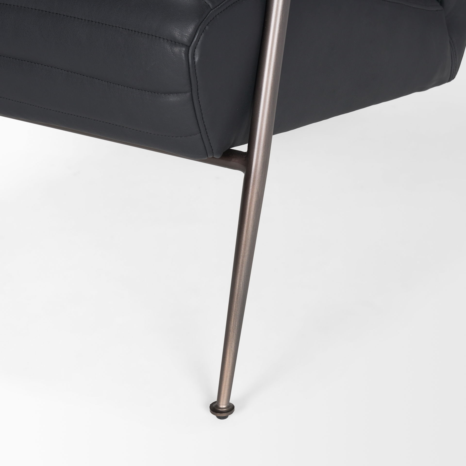 Grosjean Black Leather with Black Metal Frame Accent Chair, by Mercana, 27.56" length x 37.01" width x 34.65" height View 12