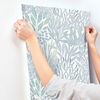 Coral Leaves Blue & Aqua Wallpaper, by York Wall, 27' length x 2'3" width x 0.02" depth thumbnail 6