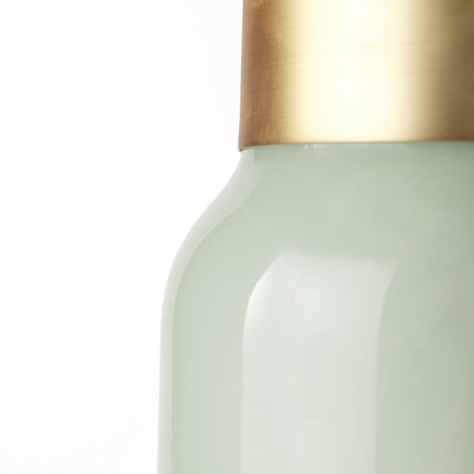 Minty   Green Glass Vase with Matte Gold Metal Neck Cuff large image 