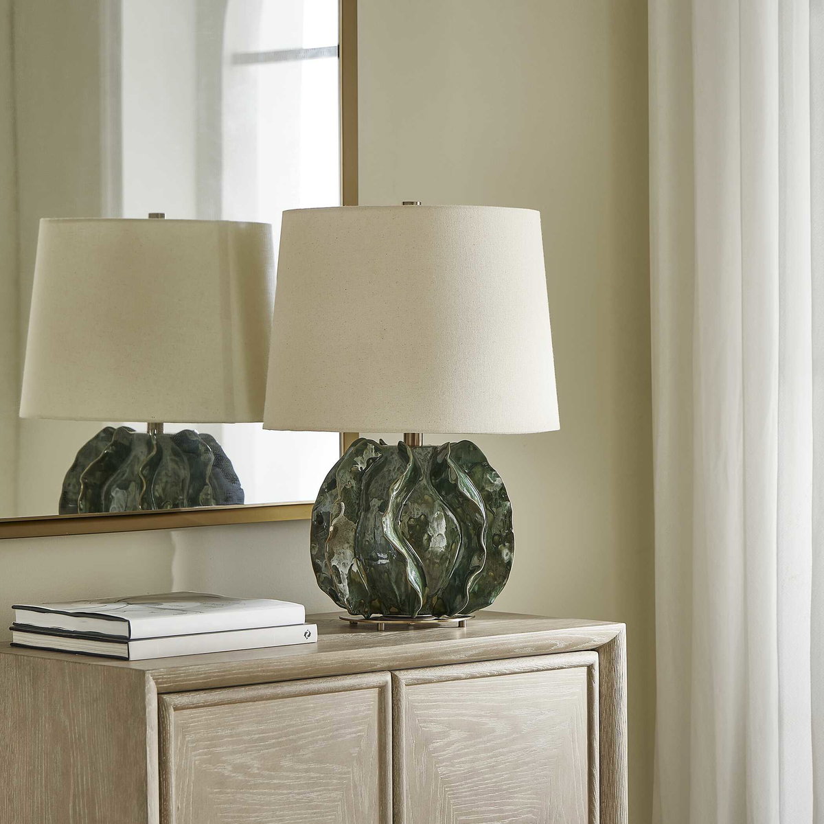 Guinevere Deep Green Table Lamp, by Uttermost, 15" width x 21.37" height x 15" depth View 4
