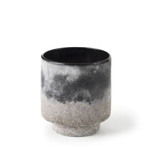 Squally  Black/Brown Glass Ombre Textured Small Vase