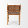 Shane Curved Back Dining Arm Chair | Woven Brown Leather with Brown Wood, Dining Chair by Mercana, 21" length x 21.5" width x 33.25" height thumbnail 7